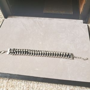 Metal, Leather, & Crystal Bracelet